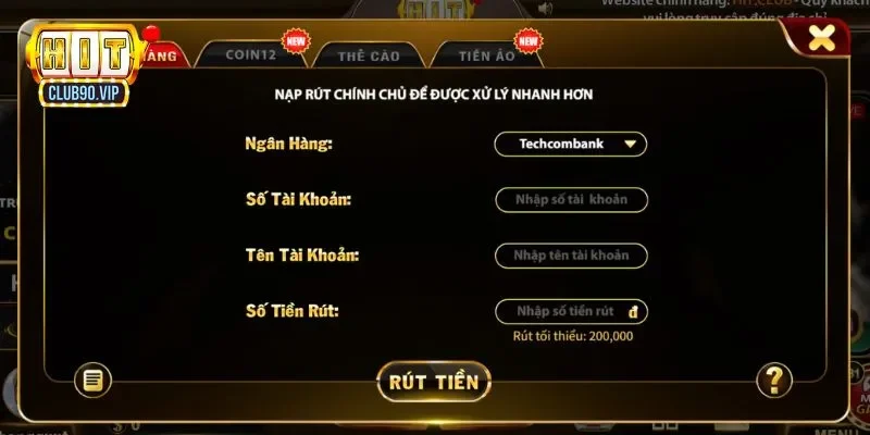 Rút tiền Hitclub qua ngân hàng